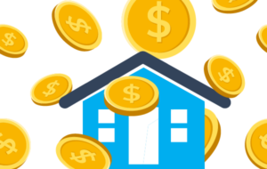 Illustration of a home with coins raining down on it