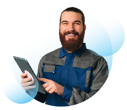A man is holding a tablet device